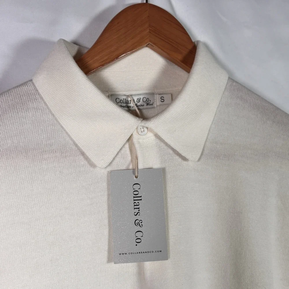 Collars And Co Australian Merino Wool Dress Polo Sweater Mens Small Luxury NWT